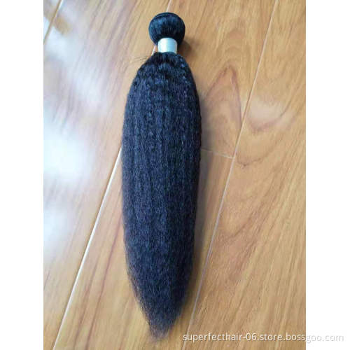 8A Grade Kinky Straight Hair bundles Cuticle Aligned Virgin Brazilian Human Hair Bundles With Lace Closure